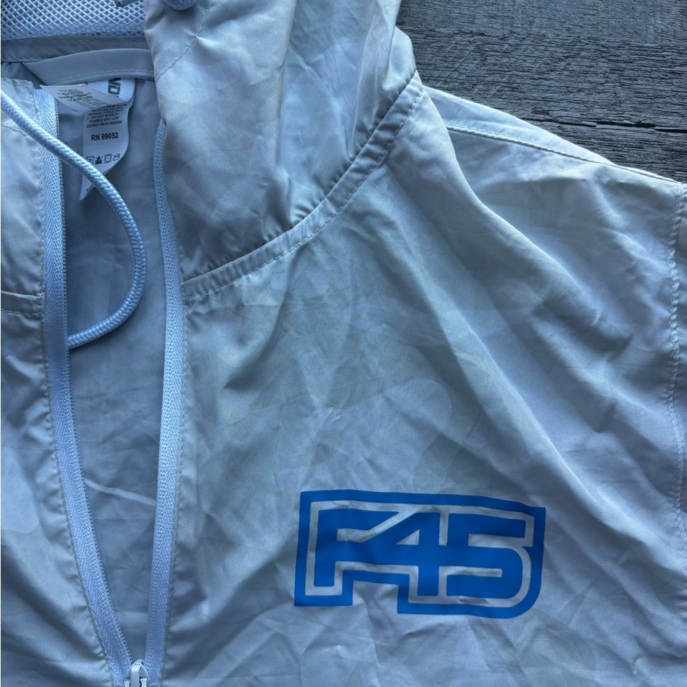 F45 Women's Light Blue Crop Top with Hood